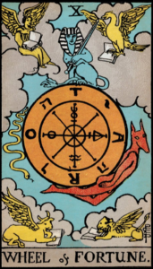 Photo of Wheel of Fortune tarot card - Rider Waite deck