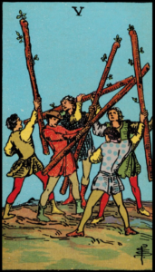 Photo of Five of Wands tarot card - Rider Waite deck