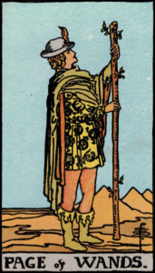 Photo of page of wands tarot card - Rider Waite deck