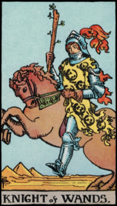 Photo of knight of wands tarot card - Rider Waite deck