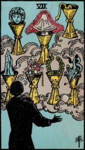 Photo of seven of cups tarot card - Rider Waite tarot deck