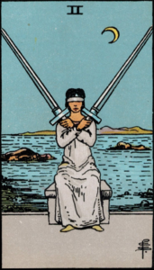 Photo of two of swords tarot card - Rider Waite deck