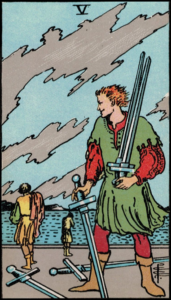 Photo of Five of Swords tarot card - Rider Waite deck