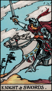 Photo of Knight of Swords tarot card - Rider Waite deck