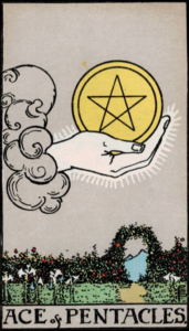 Photo of Ace of Pentacles tarot card - Rider Waite deck