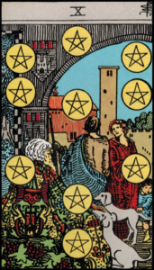 Photo of Ten of Pentacles tarot card - Rider Waite deck